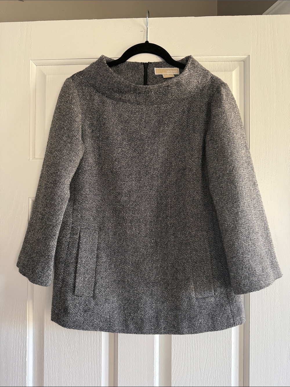 Michael Kors Gray Textured Boatneck Tunic Coat